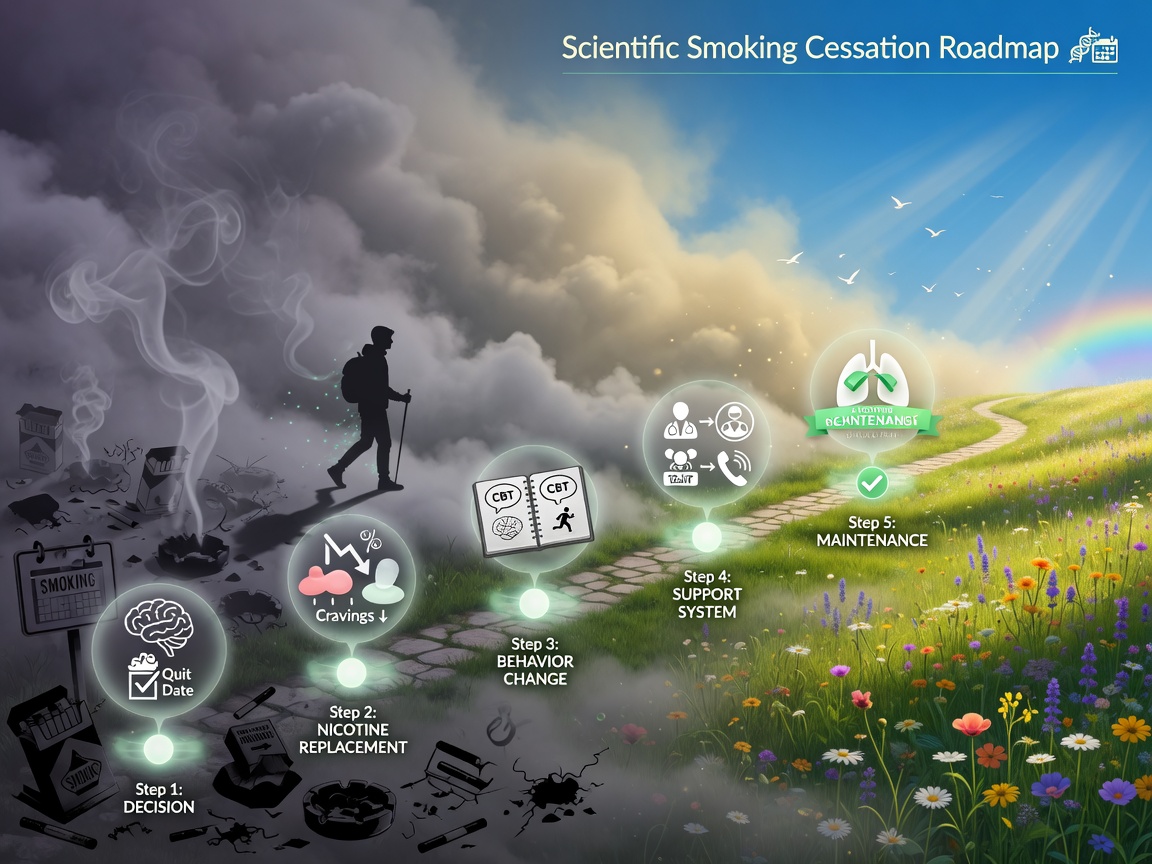 科学戒烟路线图：清晰的阶段划分让戒烟从意志力冲刺转变为可执行的系统工程。