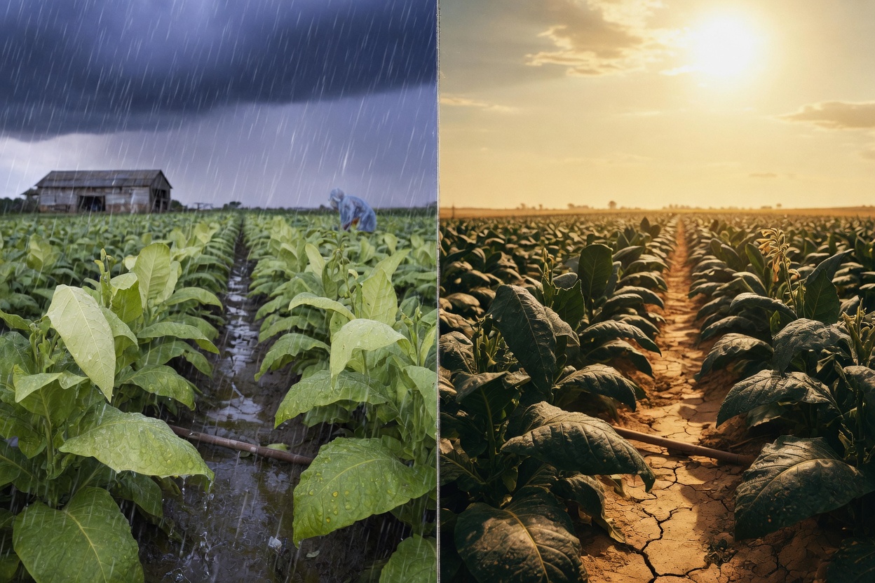 Le champ de tabac après la pluie : lorsque la maturité rencontre de fortes précipitations, l'épaisseur des feuilles et la densité du tissu sont remodelées.